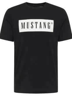 T-shirt manches courtes Austin en coton noir avec logo blanc imprimé et col rond