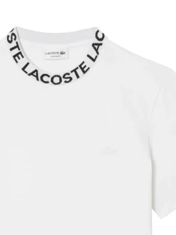 T-shirt manches courtes blanc uni avec un col rond et une coupe droite