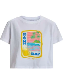 T-shirt manches courtes en coton biologique blanc imprimé à coupe droite
