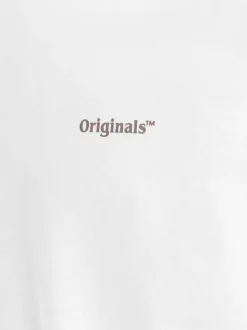 T-shirt manches courtes en coton blanc avec col rond et palmiers imprimés au dos