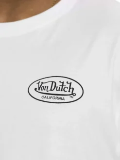 T-shirt manches courtes en coton blanc imprimé à coupe droite et avec col rond