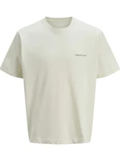 T-shirt manches courtes en coton écru avec fruits imprimés au dos et col rond
