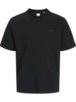T-shirt manches courtes en coton noir uni avec une coupe droite