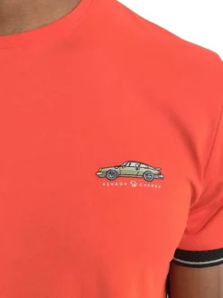 T-shirt manches courtes en coton orange uni avec une coupe droite