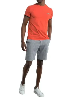 T-shirt manches courtes en coton orange uni avec une coupe droite