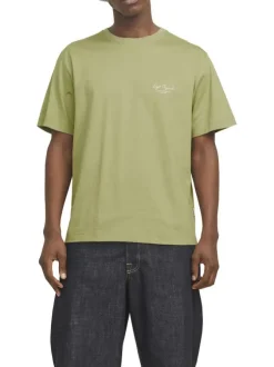 T-shirt manches courtes en coton tilleul avec fenêtre imprimée au dos et logo