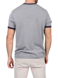 T-shirt manches courtes gris uni avec une coupe droite et un col rond