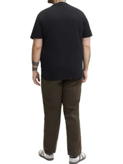 T-shirt manches courtes noir uni avec une coupe droite et un col rond