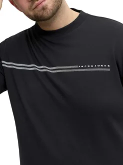 T-shirt manches courtes noir uni avec une coupe droite et un col rond
