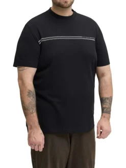 T-shirt manches courtes noir uni avec une coupe droite et un col rond