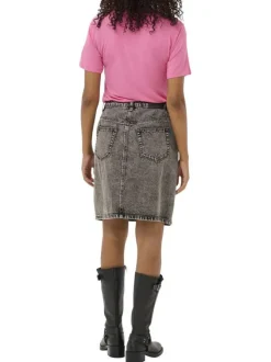 T-shirt manches courtes rose uni avec un col v et une coupe droite