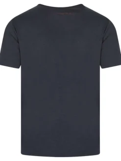 T-shirt marine chiné avec une coupe droite un col v et des manches courtes