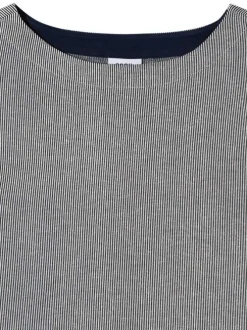 T-shirt marine à rayures pourvu d'une coupe droite et d'un col rond