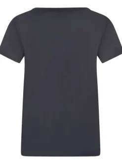 T-shirt marine uni avec une coupe droite col v et des manches courtes