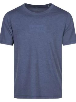 T-shirt marine uni avec une coupe droite un col rond et des manches courtes