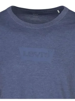 T-shirt marine uni avec une coupe droite un col rond et des manches courtes