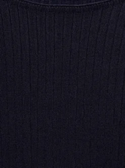 T-shirt marine uni avec une coupe droite un col rond et des manches courtes