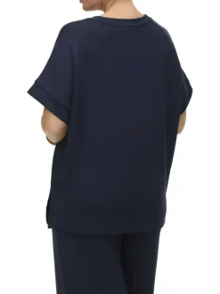 T-shirt marine uni avec une coupe large et des manches courtes