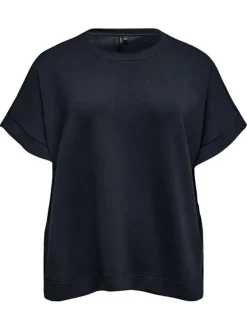 T-shirt marine uni avec une coupe large et des manches courtes