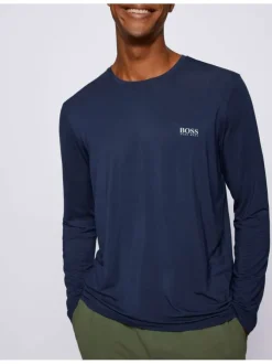 T-Shirt marine uni coupe régular avec un col rond