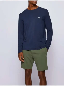 T-Shirt marine uni coupe régular avec un col rond