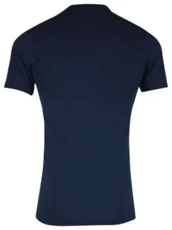 T-shirt marine uni en coton premium avec col rond et coupe droite