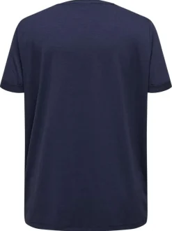T-shirt marine uni pourvu d'un col rond et de manches courtes