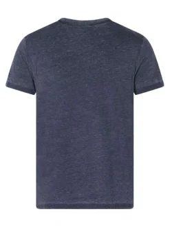 T-shirt marine uni pourvu d'un col v et des manches courtes