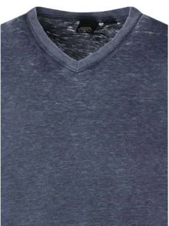 T-shirt marine uni pourvu d'un col v et des manches courtes