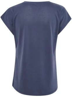 T-shirt marine uni pourvu d'une coupe ajustée et de manches courtes