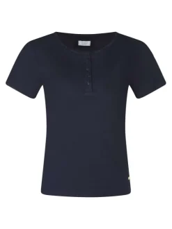 T-shirt marine uni pourvu d'une coupe ajustée et des manches courtes