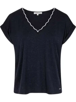 T-shirt marine uni pourvu d'une coupe droite et des manches courtes