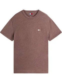 T-shirt marron uni avec une coupe droite et des manches courtes