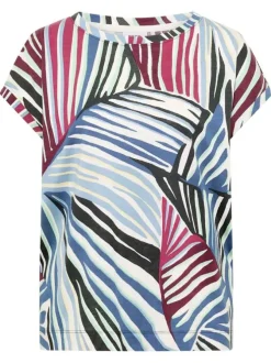 T-shirt multicolores floral avec une coupe droite et des manches courtes