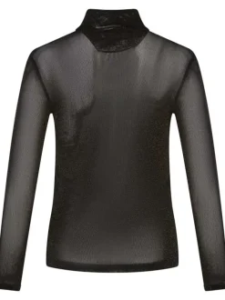 T-shirt noir avec une coupe près du corps un col roulé et des manches longues