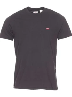 T-shirt noir en coton uni avec un col rond et une coupe droite