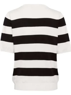 T-shirt noir et blanc rayé avec une coupe droite et des manches courtes