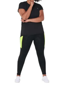 T-shirt noir grande taille à col rond et manches courtes avec logo imprimé sur la poitrine