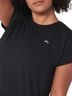 T-shirt noir grande taille à col rond et manches courtes avec logo imprimé sur la poitrine