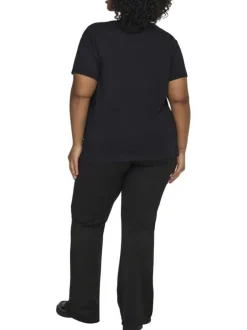 T-shirt noir imprimé avec une coupe ajustée et des manches courtes