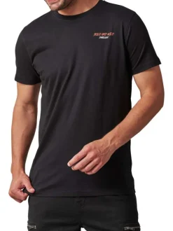 T-shirt noir à imprimé tête de chien à col rond et à manches courtes