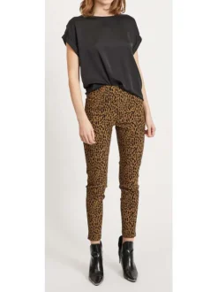 T-shirt noir pour femme en bi-matières coupe droite