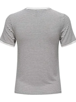 T-shirt noir rayé coupe droite col rond et des manches courtes