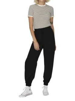 T-shirt noir rayé coupe droite col rond et des manches courtes