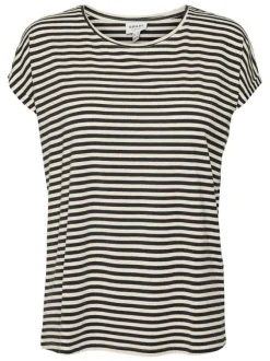 T-shirt noir à rayures horizontales avec une coupe droite et un col rond