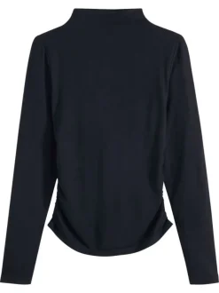 T-shirt noir uni avec un col montant et des manches longues