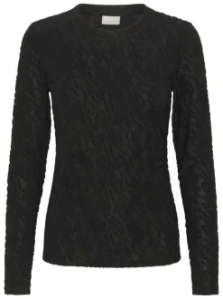 T-shirt noir uni avec une coupe ajustée et des manches longues