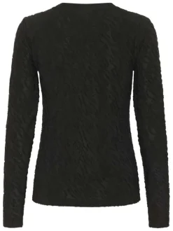 T-shirt noir uni avec une coupe ajustée et des manches longues