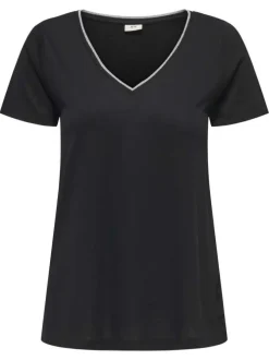 T-shirt noir uni avec une coupe droite et des manches courtes
