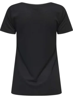 T-shirt noir uni avec une coupe droite et des manches courtes